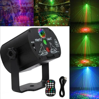 60 Modos de Disco do DIODO emissor de Luz Recarregável USB Laser do RGB Lâmpada de Projecção sem Fios Controlador de Efeito de Luzes da Fase de DJ KTV Bola