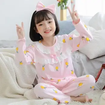 Casa de serviço de pijama conjunto de crianças, meninas de pijama conjunto de roupa de casa serviço para crianças terno de 2 a 13 anos de idade