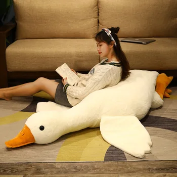 enormes linda pelúcia pato de brinquedo deitado grande macio branco pato travesseiro boneca de presente de cerca de 180 cm