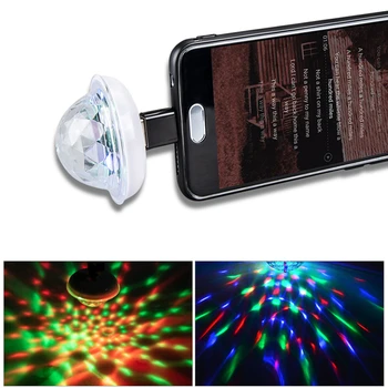 Sensor de música USB Mini-Discoteca de Iluminação de Palco Efeito de Luz DJ Bola Mágica de Cristal da Lâmpada de Aplicar para o Telefone Micro Usb LED Lâmpada do Navio da Gota